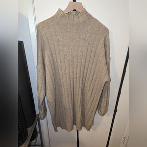 Boxy Ribbed Funnel neck long sleeved dress- Topshop